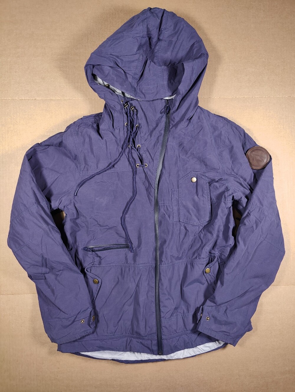 Alps & Meters Touring Blue Waxed Cotton Hooded Water Repellant Ski Jacket Size L